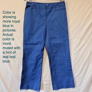 VTG JH Collectibles Petite Eva Blue Straight Leg Pants Trousers Size 4P Cotton
